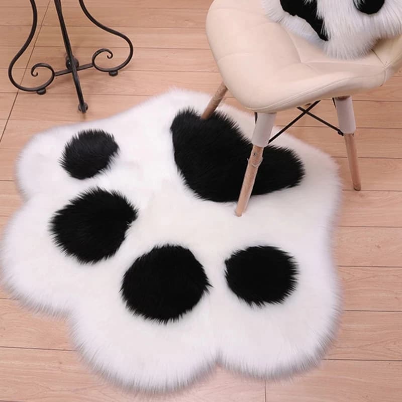 Divano di casa Tavolino Simpatico orso a forma di zampa Tappeto in peluche Soggiorno Camera da letto Tappetini Shaggy Soffice zampa di gatto Tappeto da comodino