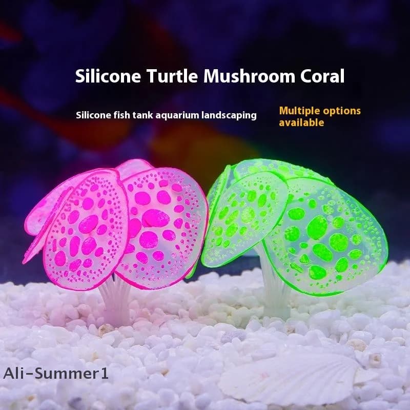 【E】Simulato Pianta Artificiale Fungo Corallo Silicone Acquario Subacqueo Erba Erba Acquario Decorazione Acquario Ornamento