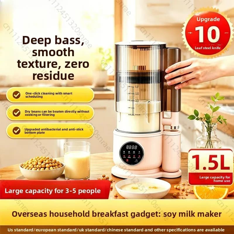 Frullatore Elettrico Multifunzione 1500ml per Latte di Soia, Pasta di Riso e Latte per Bambini - Macchina per Colazione e Spremiagrumi