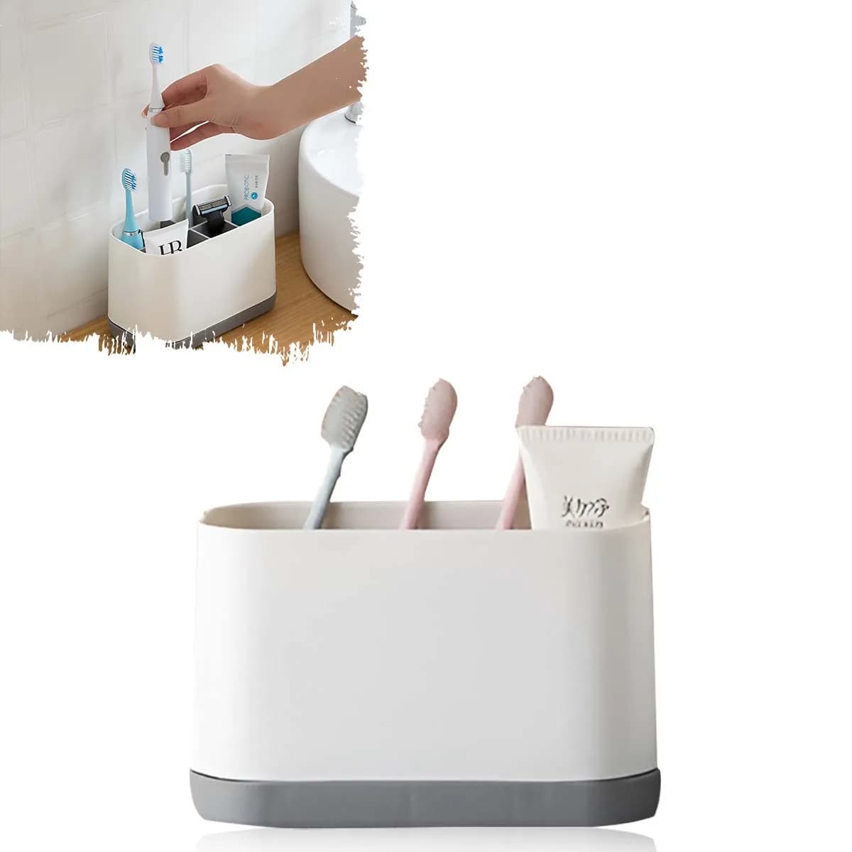 Portaspazzolino da tavolo Portaspazzolino da bagno domestico con portabicchieri Ideale per riporre pettini e articoli da toeletta
