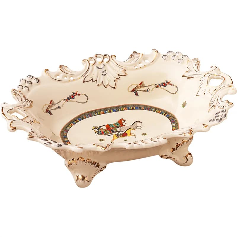 Piatto da frutta in ceramica DSA, lussuoso e raffinato, per soggiorno, ristorante, hotel, piatto decorativo per frutta secca.