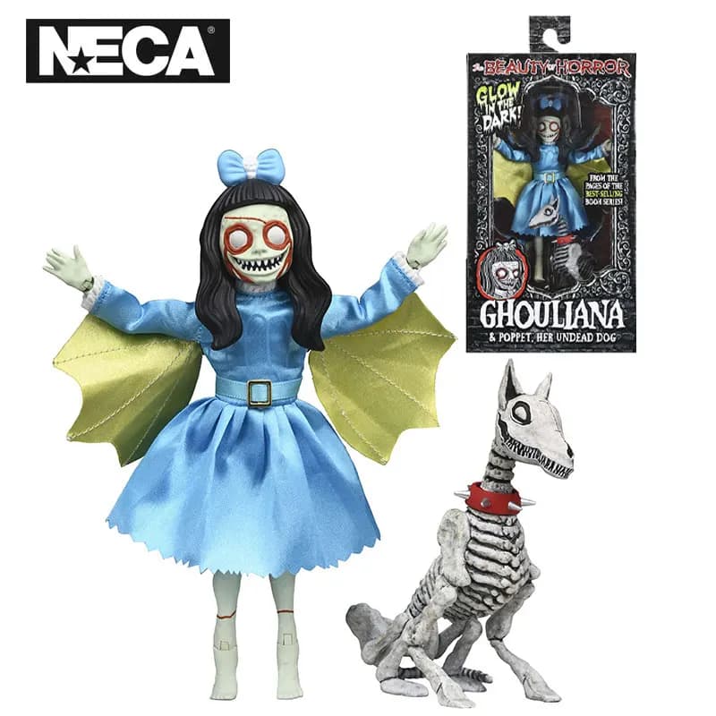 NECA 45508 Giocattoli Beauty Horror Ghouliana & Poppet, suo cane non morto 6 '' Collezione di action figure Modello originale Regalo bambola da collezione