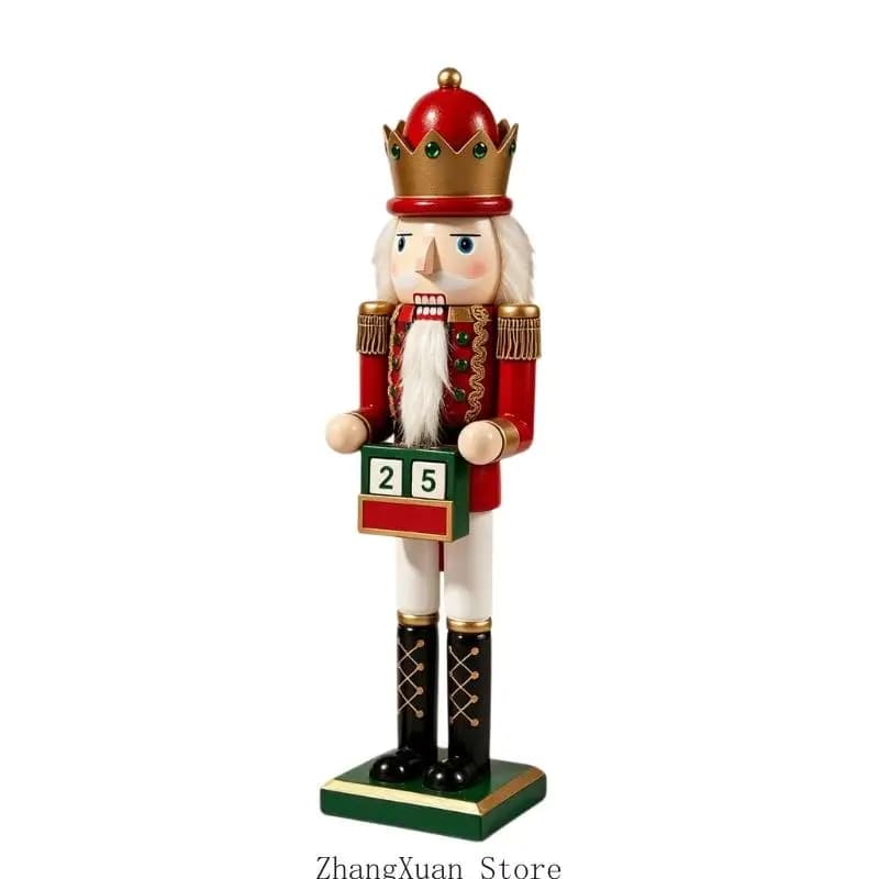 15Inch Wooden Nut Soldier Figurine Advent Calendar Christmas Decoration With Flipping Blocks for Shelf Tabletop Entryway Display