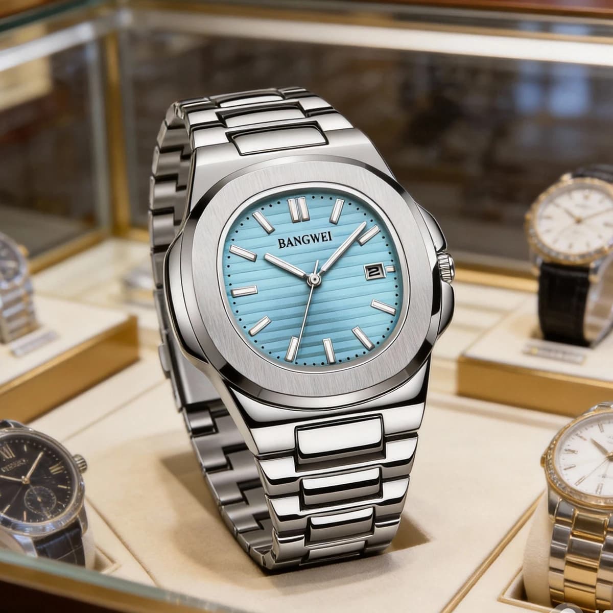 BANGWEI Orologi al quarzo da uomo di lusso Orologio da uomo con data automatica impermeabile 30M Orologio cronografo sportivo da uomo in acciaio inossidabile