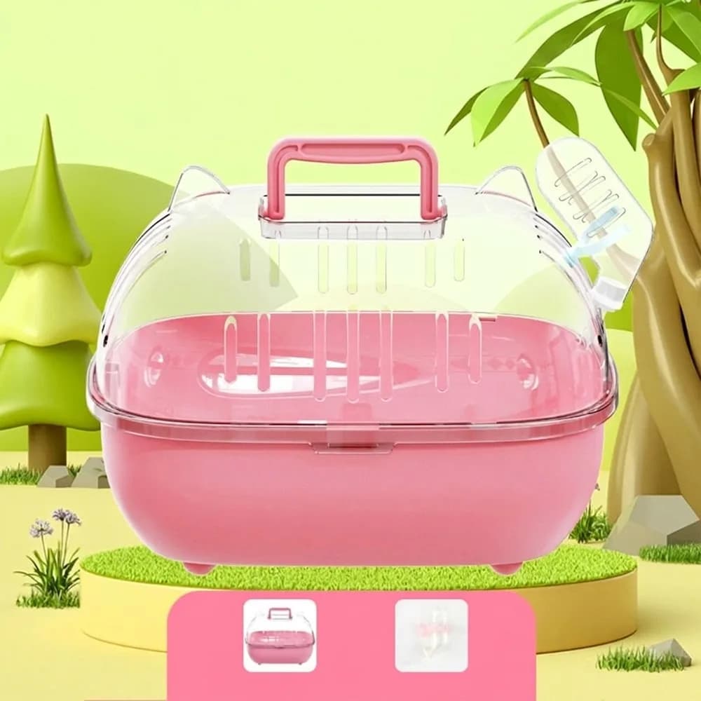 Trasportino per Criceti con Coperchio Trasparente, Ampio Spazio, Doppio Strato, Gabbia da Viaggio Staccabile, Trasportino Portatile per Piccoli Animali