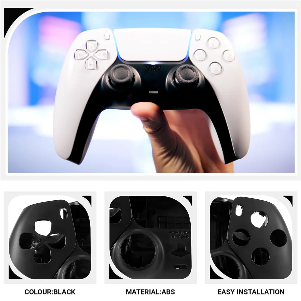 Parte di riparazione ROO per custodia controller PS5 BDM-010 Cover guscio controller di gioco con pulsanti neri