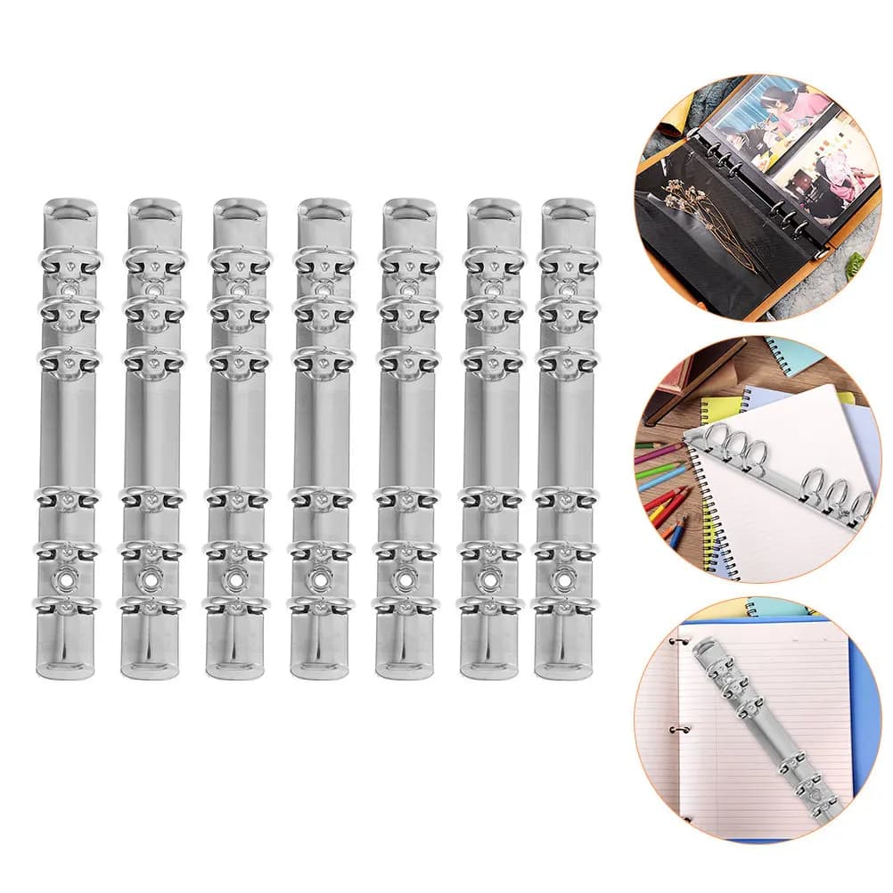Set da 7 Meccanismi in Metallo a 6 Anelli per Raccoglitori A6, Pettini per Rilegatura a Fogli Mobili Lisci, Lucidi e Robusti, per Planner, Quaderni e Fai da Te