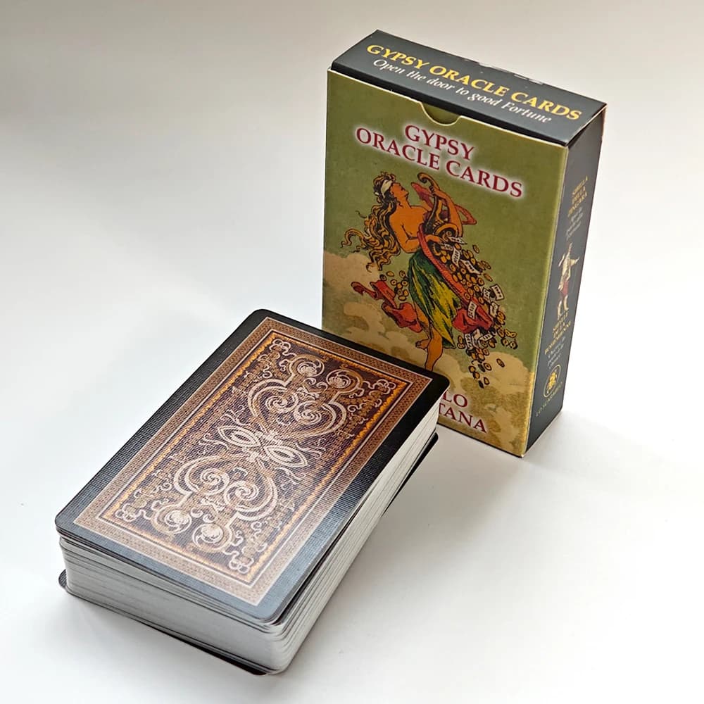Gypsy Oracle Deck Edizione inglese e spagnola 9 * 6 cm 52 pezzi di carte Oracle stampate su cartoncino doppio goffrato da 350 GSM