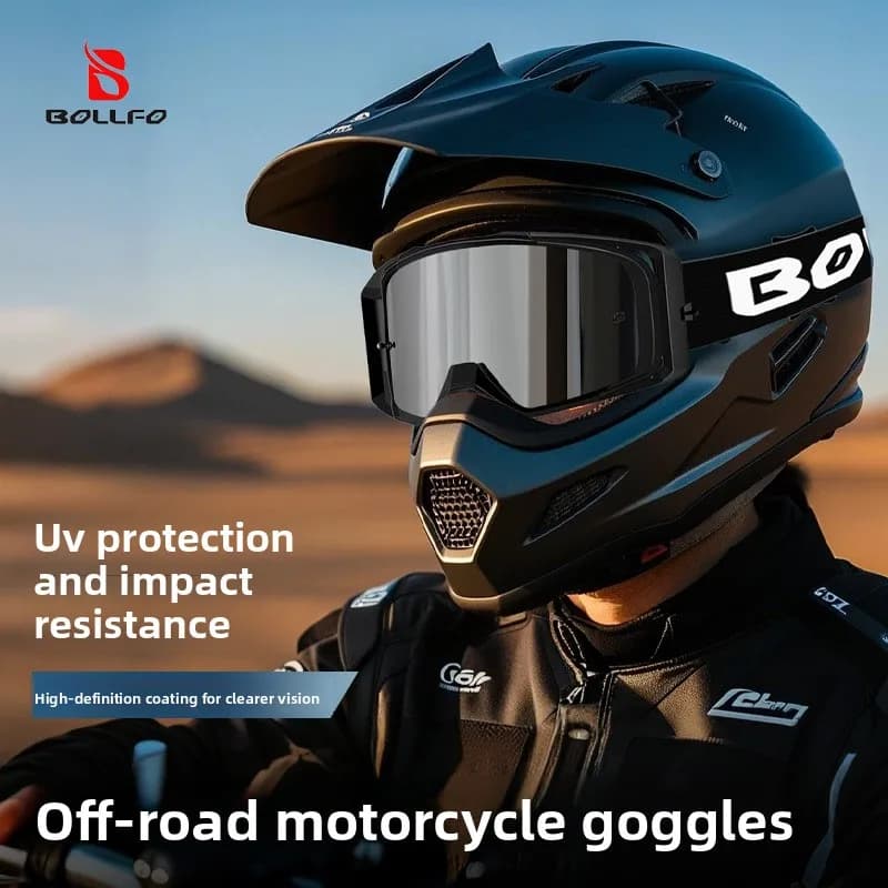 BOLLFO Disponibile 2024 Nuovi Occhiali Off-Road Occhiali da Moto Occhiali da Sci Occhiali da Equitazione Antipolvere per Esterni