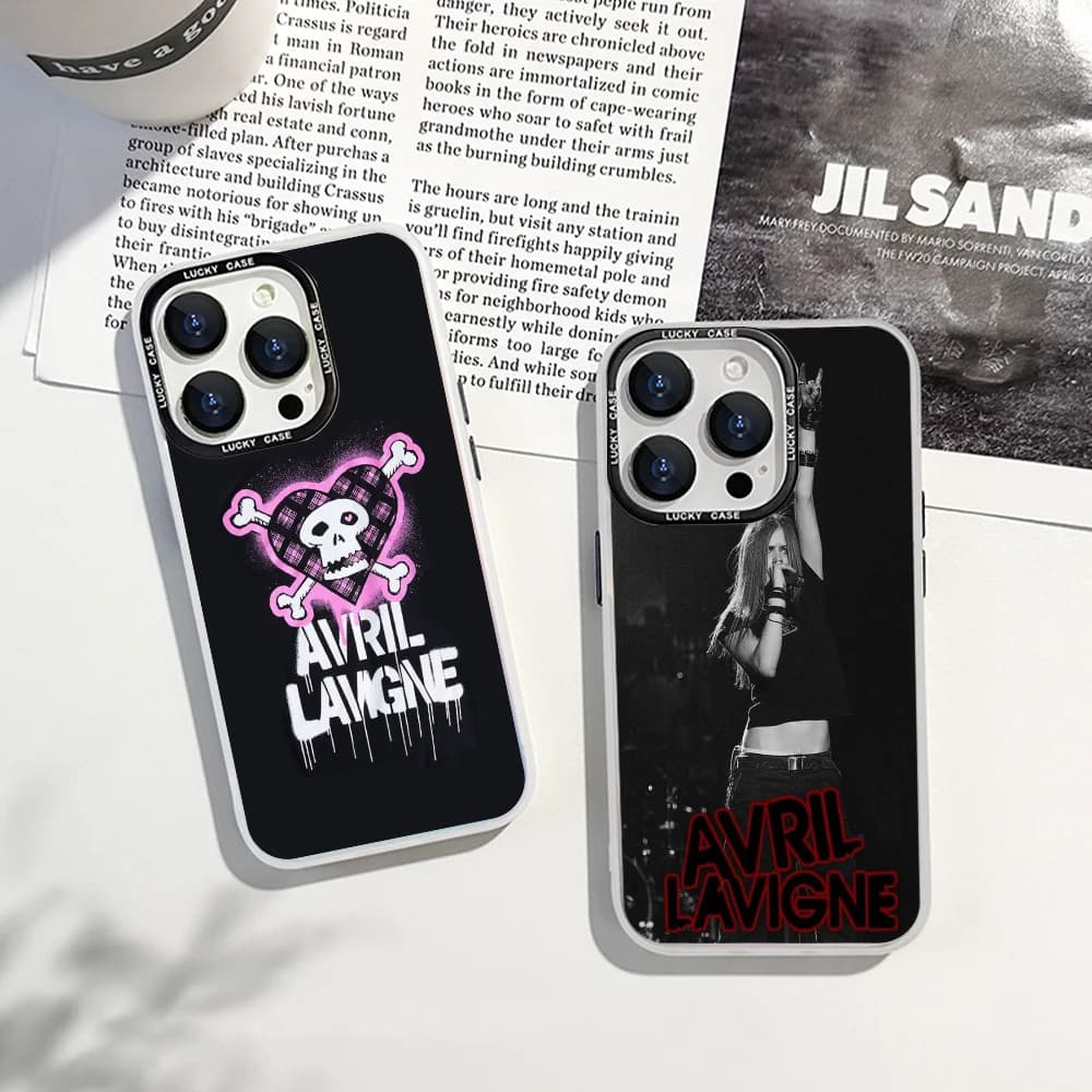 Custodia per telefono Singer A-Avril L-LavigneS FUNDA per iPhone 12 11 13 14 15 16 Max Pro Plus Mini Argento elettrolitico
