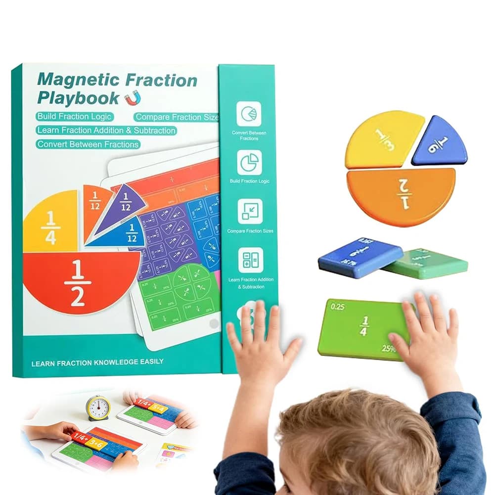 Libro dimostrativo delle frazioni magnetiche, mattonelle magnetiche per frazioni, strumento didattico di matematica per studenti, per padroneggiare visivamente le frazioni complesse