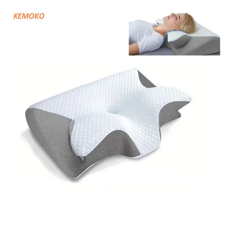 Cuscino per il collo con memoria per il sonno a forma di farfalla, comfort a rimbalzo lento, memory foam, cuscino per il collo ortopedico cervicale per il sonno, cuscino per il letto da massaggio