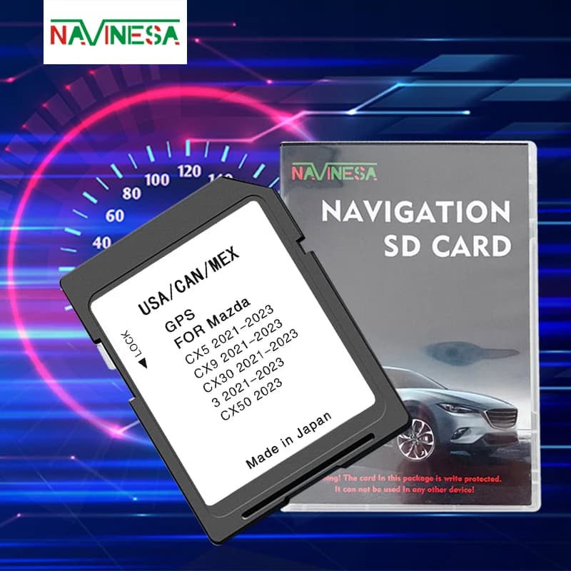 Nuova Versione Scheda SD GPS di Navigazione con Mappe USA/CAN/MEX per Mazda 3 CX-5 CX-9 CX-30 CX-50, Adesivo Antiappannamento