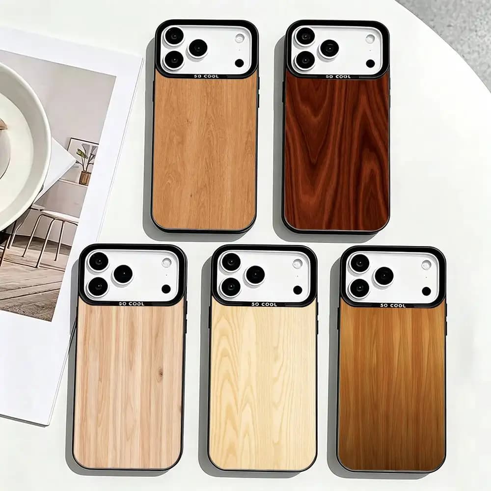 Natural W-Wood-Es Phone Case For iPhone 17,16,15,14,13,12,11 Plus,Pro Max,XS,Colorful Silver Phone case Funda Cover