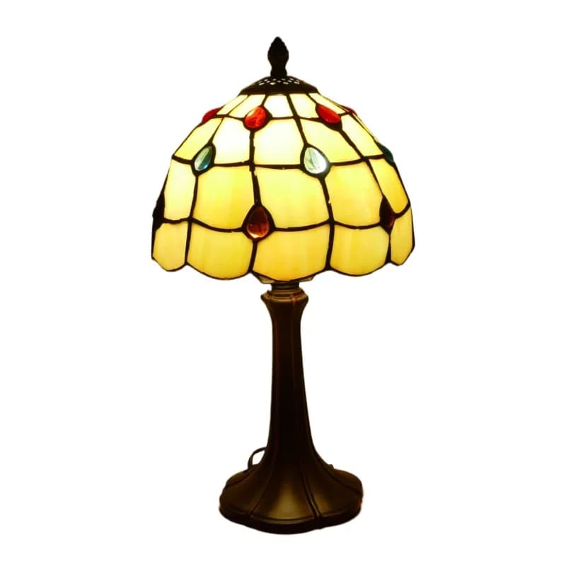Lampada da Tavolo Tiffany Europea da 8 Pollici, Ornamenti in Rame Artistico, Decorazione per Soggiorno, Lampada da Scrivania con Coda di Fenice