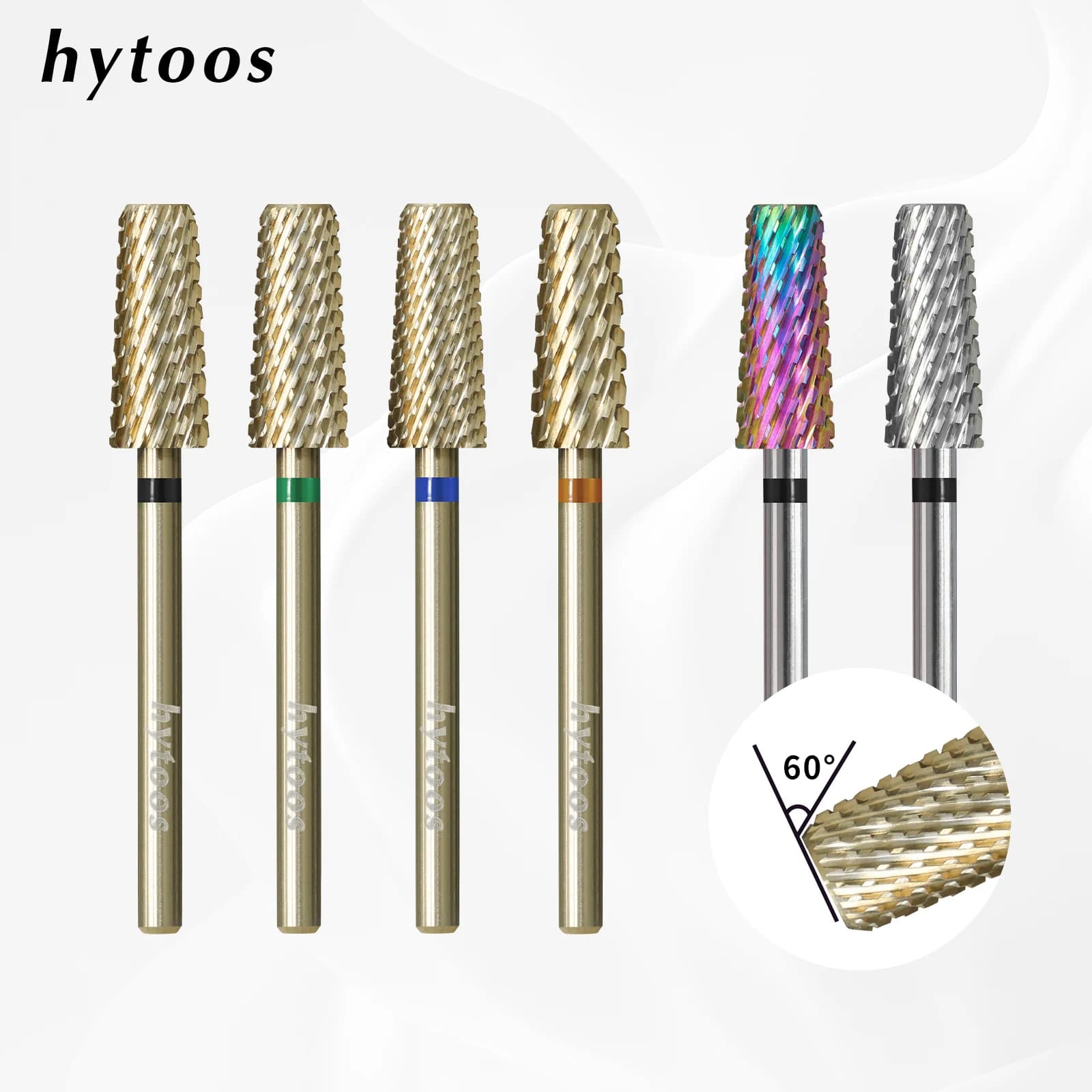 HYTOOS Punte da trapano per unghie coniche di sicurezza Pro Smusso Punta per unghie in carburo per rimozione smalto gel Punte per lime elettriche Accessori Strumenti