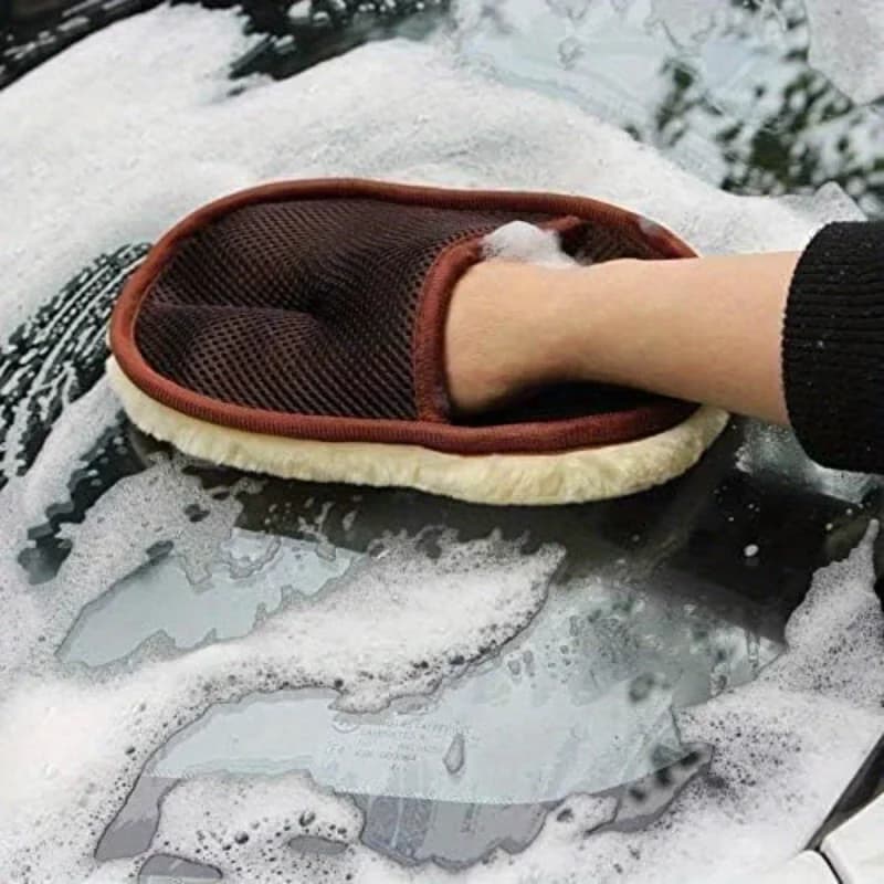 Guanti per lavaggio auto morbidi in lana per styling auto Spazzola per pulizia Prodotti per la cura della lavatrice per moto