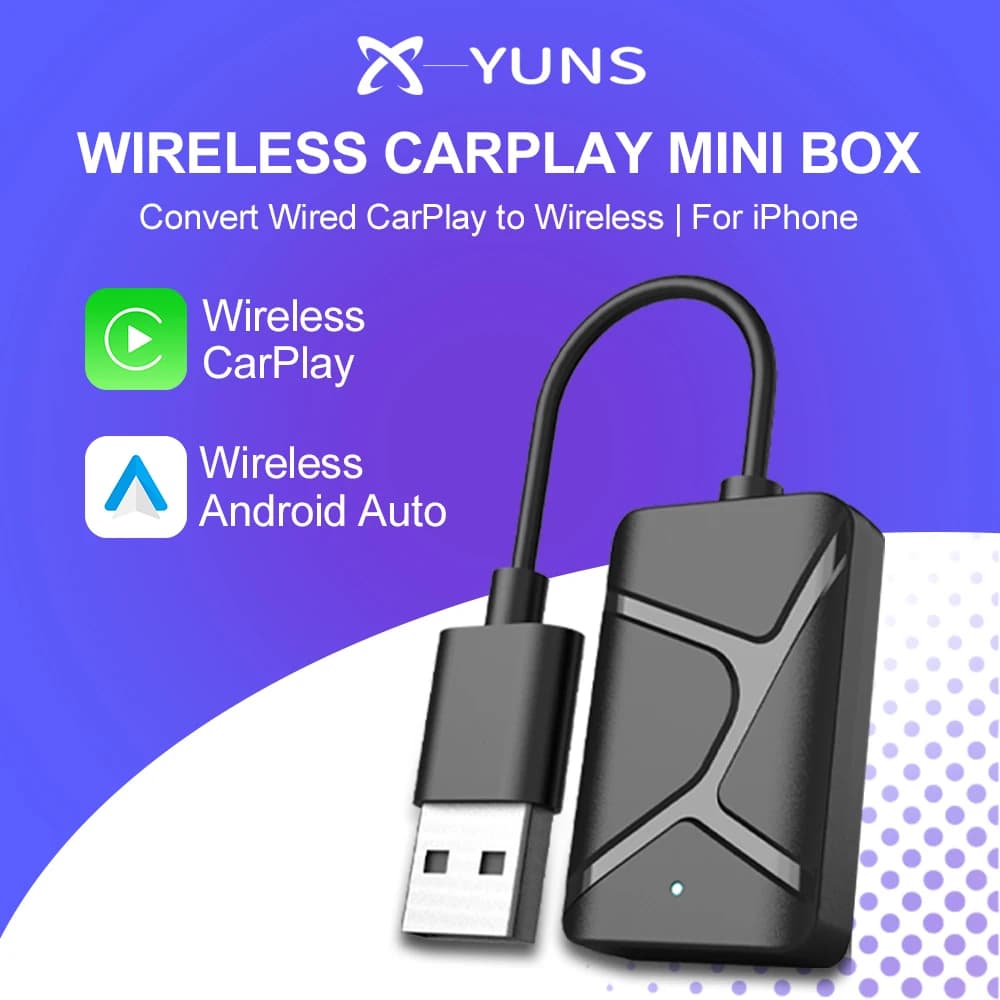 X-YUNS 2026 2in1 Wired to Wireless Carplay&Android Auto Adapter Smart Dongle AI Box Compatible with 99% of Cars Plug and Play