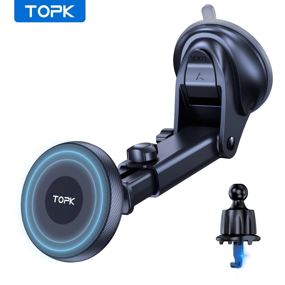 TOPK Universal Magnetic Car Phone Support for Magsafe 360 ° Car Support with rotation for air and windscreen on the dashboard for all phones