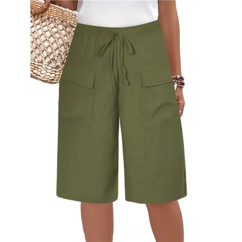 CYL-Womens Short Style With Pockets Casual Shorts For Women Summer Relaxed Fit Five Point Length