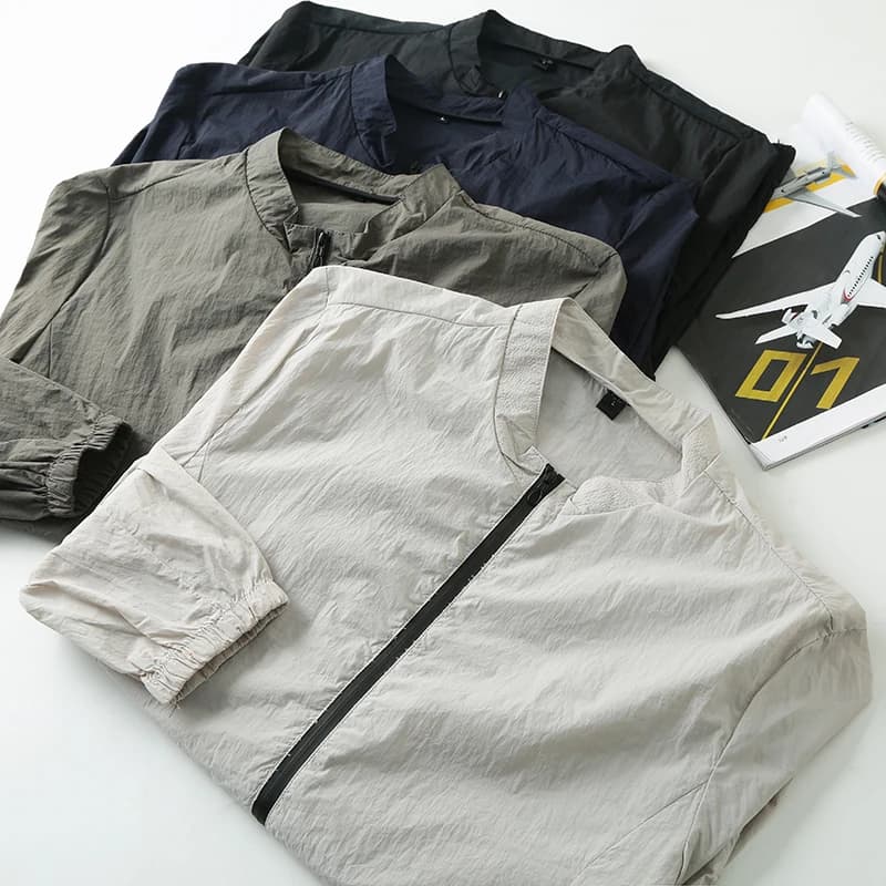 Invisible Zipper Breathable Quick Dry Sweat Absorbing Summer Sun Protection Clothing Lightweight Jacket with Pocket for Youth