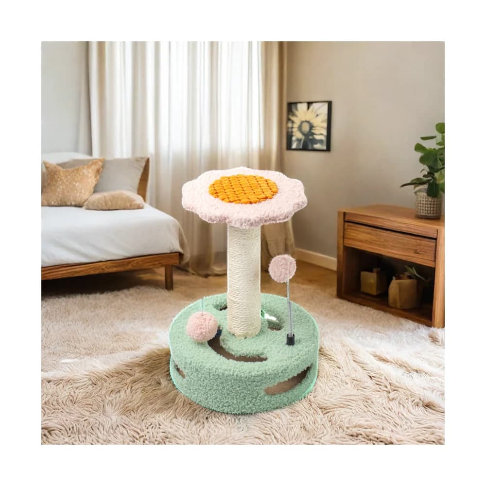Cute Durable Sun Flower Design Cat Climbing Frame Cat Tree and Scratcher for Indoor Small Large Cats