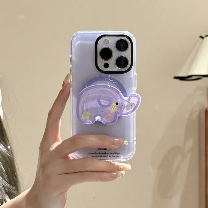 Simpatico cartone animato elefante sabbie mobili agitare per Magsafe Griptok supporto per telefono supporto per anello per dito per iPhone 17 staffa per ragazza