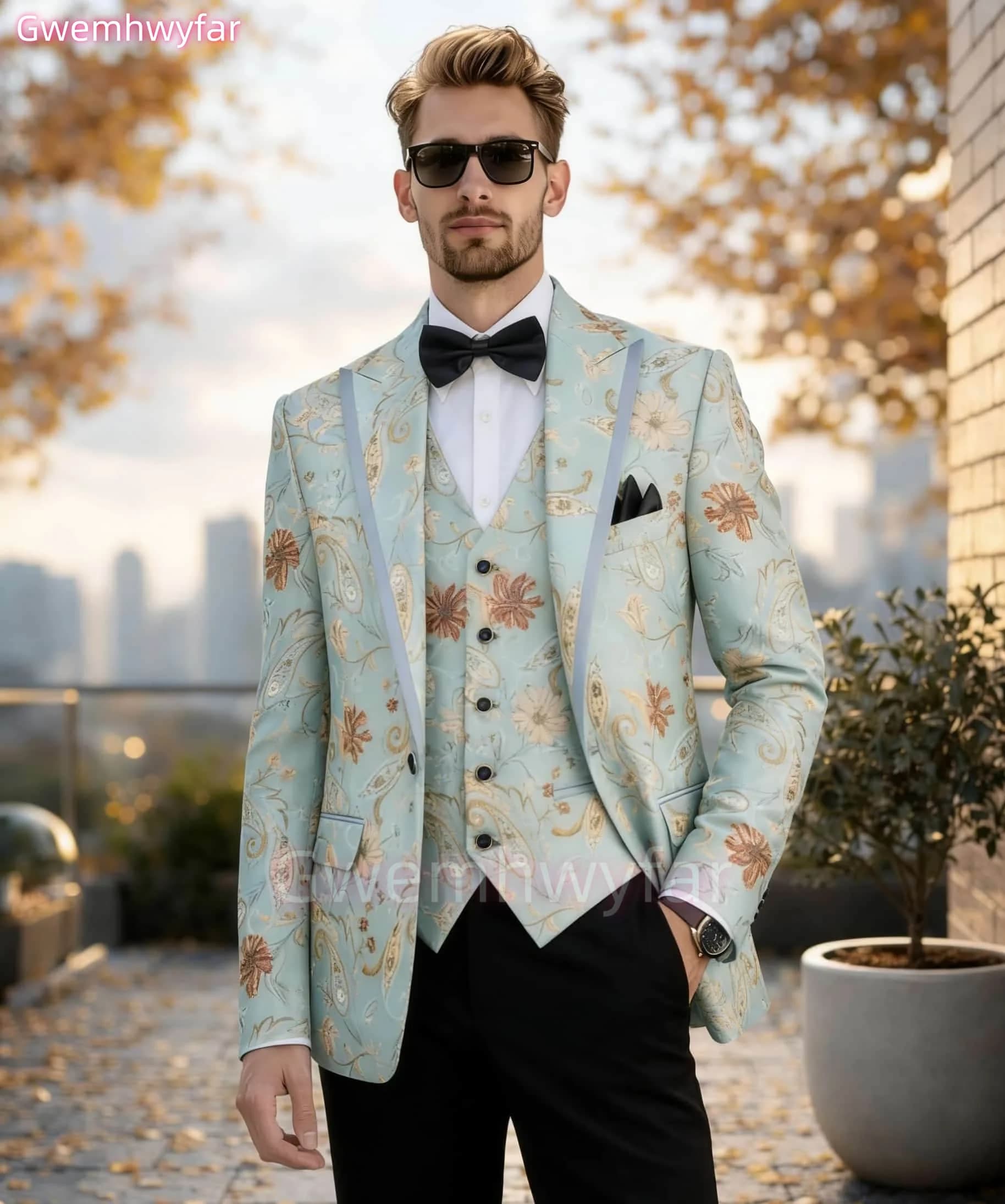 Abito da Sposo Gwenhwyfar 2026, Design Italiano, Smoking Personalizzato, Set 3 Pezzi (Giacca, Gilet, Pantaloni) per Uomo