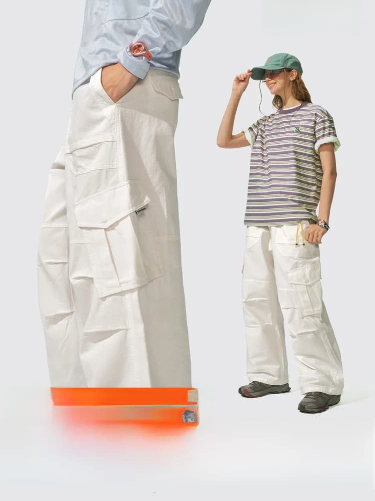 Pantaloni da Lavoro Casual in Tela Monterest, Gamba Dritta Stile Paracadutista, Comodi Jeans in Cotone per Donna