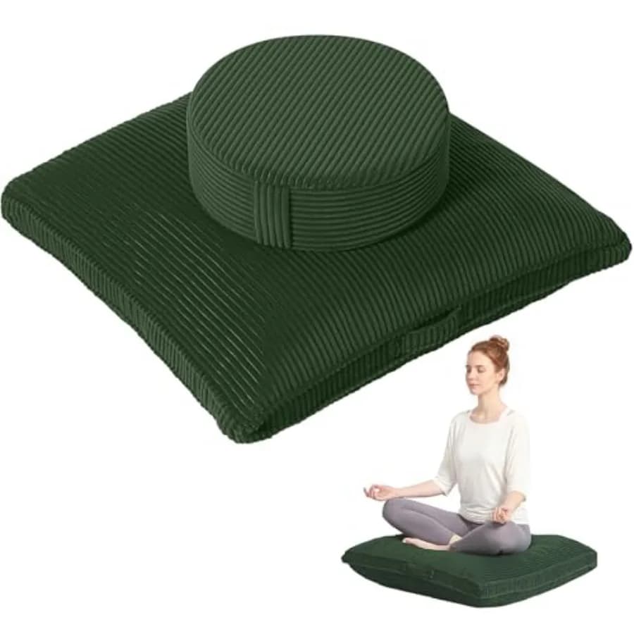 Meditation Cushion Set 32in, Large Round Zafu Floor Pillow for Adults, Soft Meditation Pillow Yoga, Zabuton Prayer Pad Set to M