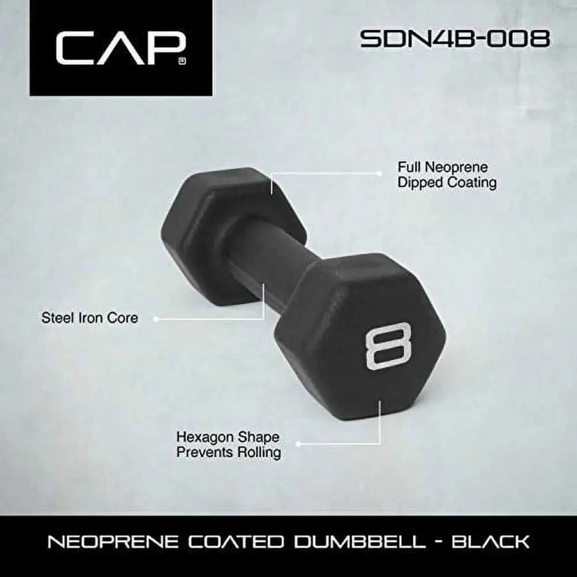 Bilanciere, manubri in neoprene nero da 8 libbre, coppia