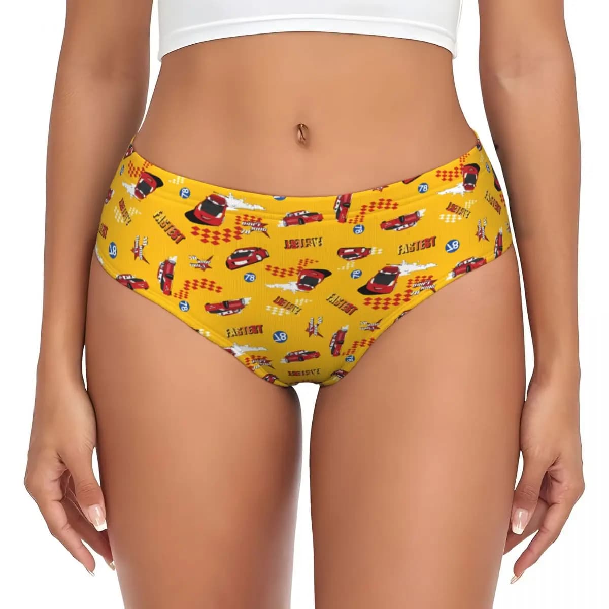 Slip da Donna Personalizzati con Stampe Anime McQueen, Traspiranti ed Elasticizzati, Intimo con Collage di Cartoni Animati
