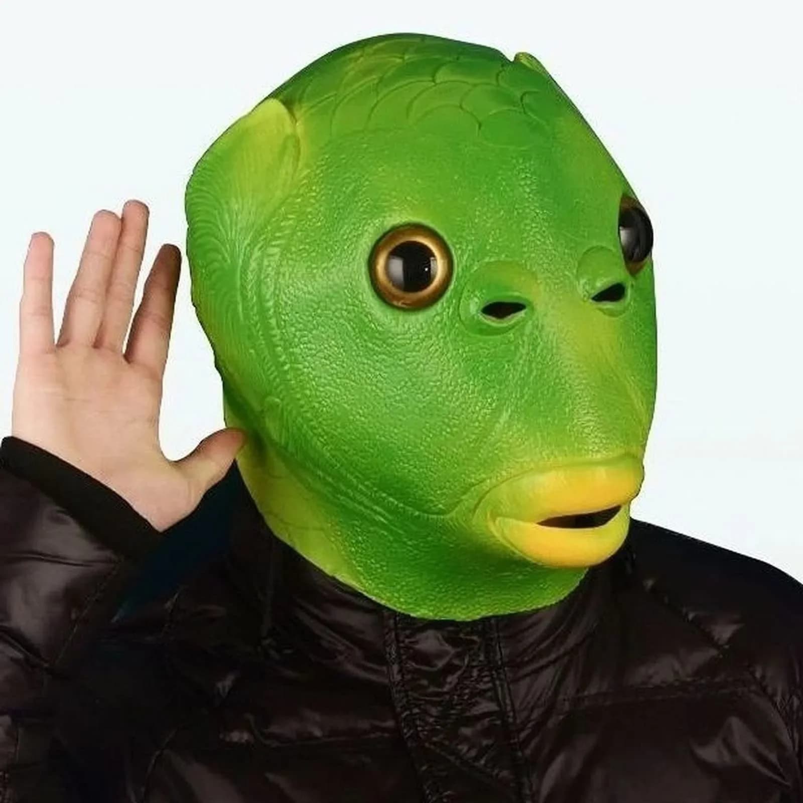 Funny Green Fish Masks Latex Mask Full Head Mascara Halloween Cosplay Anime Scary Mask Snake Puntelli Supplies for festivals
