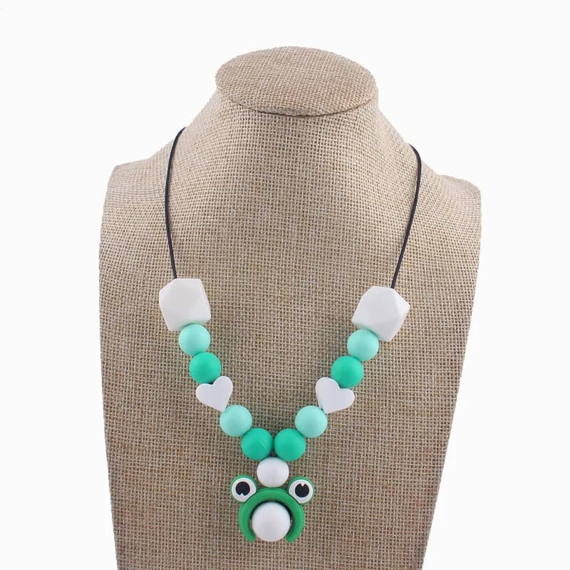 ABCPICK Massaggiagengive in silicone gratuito Collana per dentizione per bambini Giocattolo Mamma Allattamento al seno Collana con ciondolo gioielli masticabili