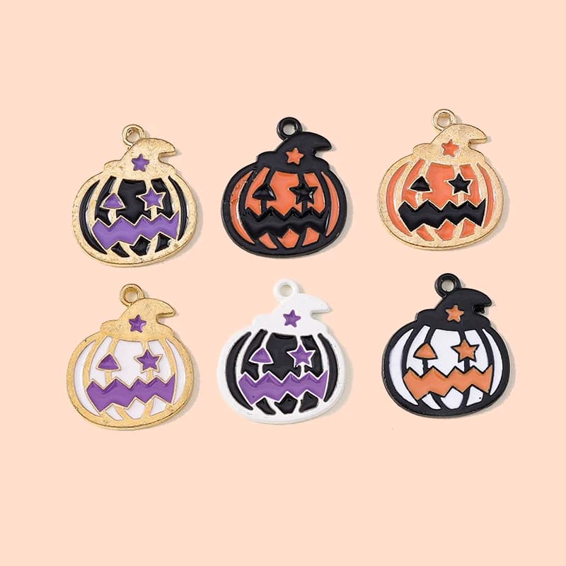 Leslie 10pcs Halloween Pendant Halloween Pumpkin Charms For DIY Handmade Necklace Bracelet Jewelry Making Accessories