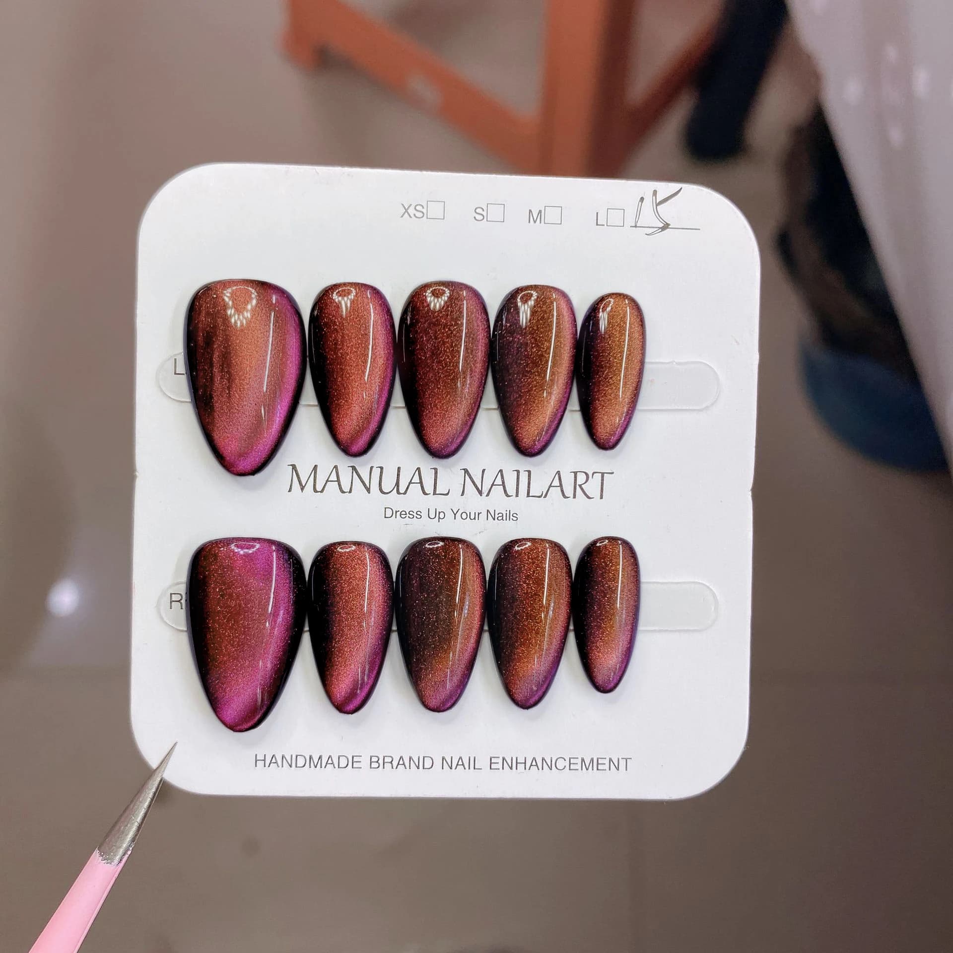 Set di 10 Unghie Finte con Strass, Decorazione per Unghie, Manicure Fai-da-Te, Unghie Preincollate
