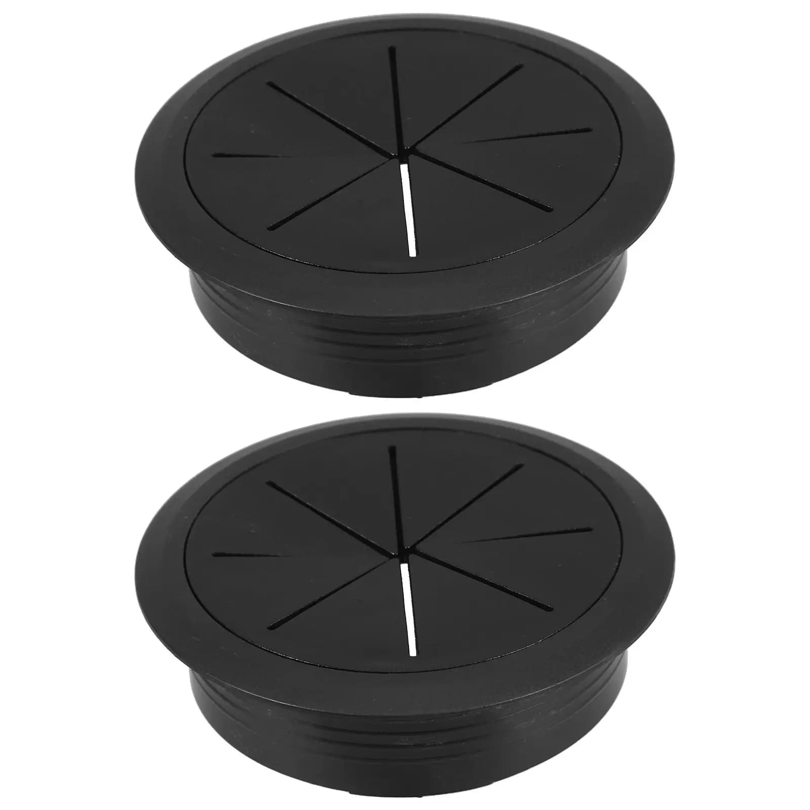 2Pcs Desk Wire Grommet Round Cable Hole Cover Black Flexible Organizer for Office Desk Cable Management and Cord Concealment