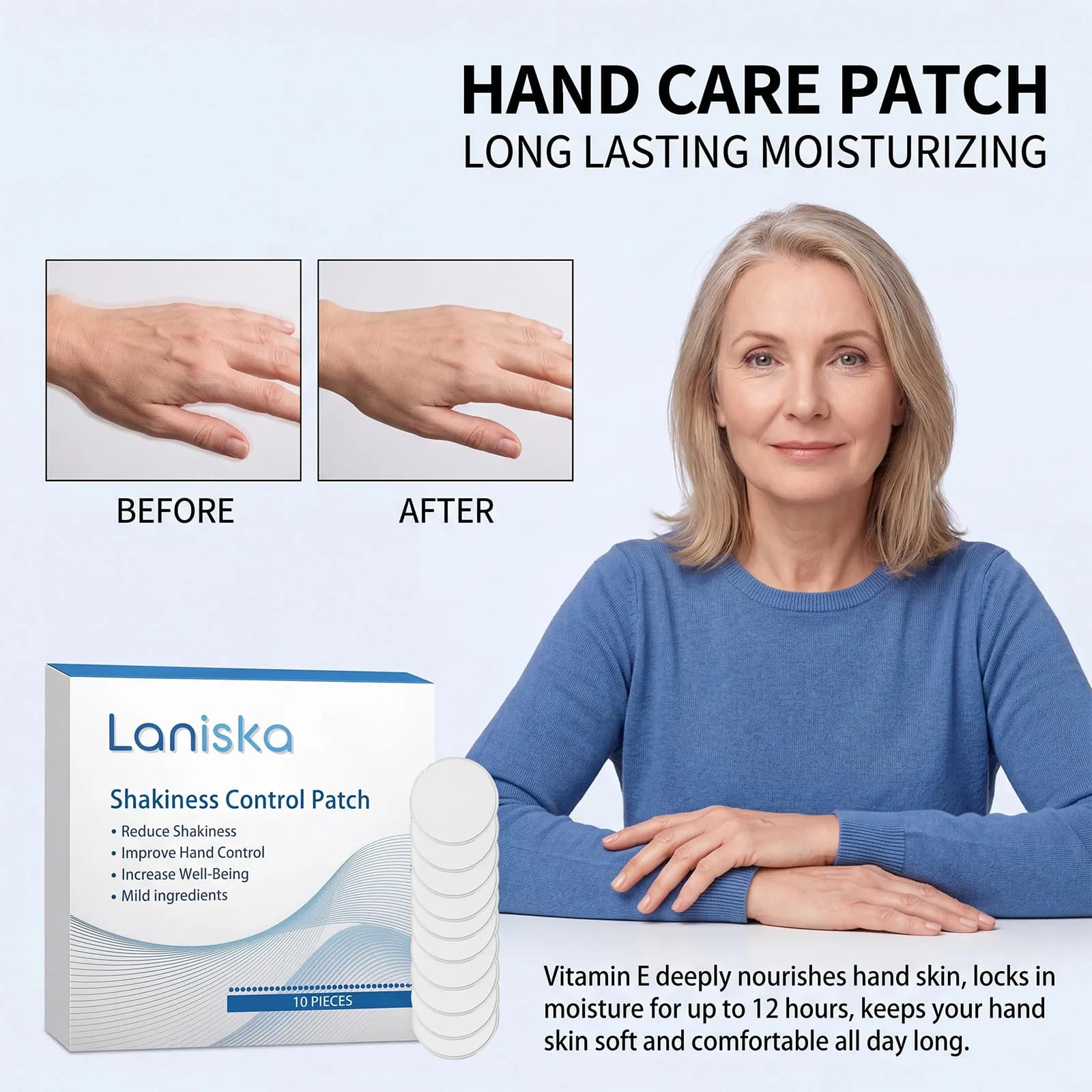 Hand Care Patch, Natural, Delicate, Comfortable, Moisturizing, Leasing, Daily Treatment, Portable, Easy to Use, Idrogel Patch for All Skin Types
