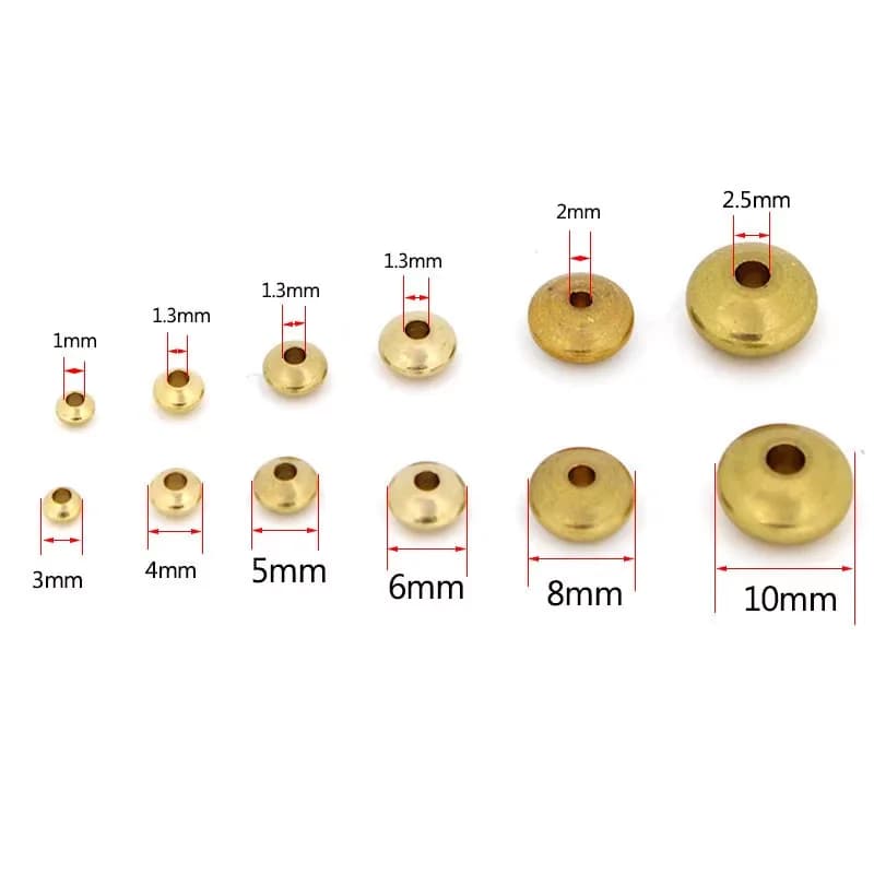 50 pz Perle di Ottone Originali 3/4/5/6/8/10mm Rotondo Abaco Branelli Allentati Del Distanziatore Per La Collana Del Braccialetto Gioielli FAI DA TE Che Fanno Accessori