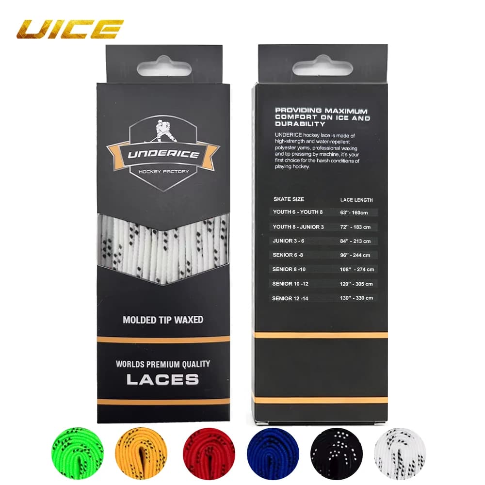 UICE Lacci per pattini da hockey su ghiaccio 84-120 pollici Confezione in scatola per pattini da hockey Lacer Accessori per hockey rinforzati con treccia a doppio strato