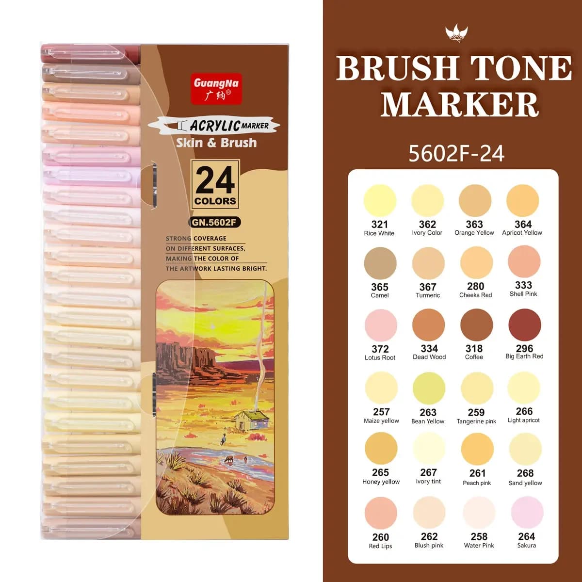 12/24 Skin Acrylic Paint Marker Pens,Soft Brush Nib Skin Tones Art Markers for Rocks Tiles Ceramic Wood Painting Art Supplies