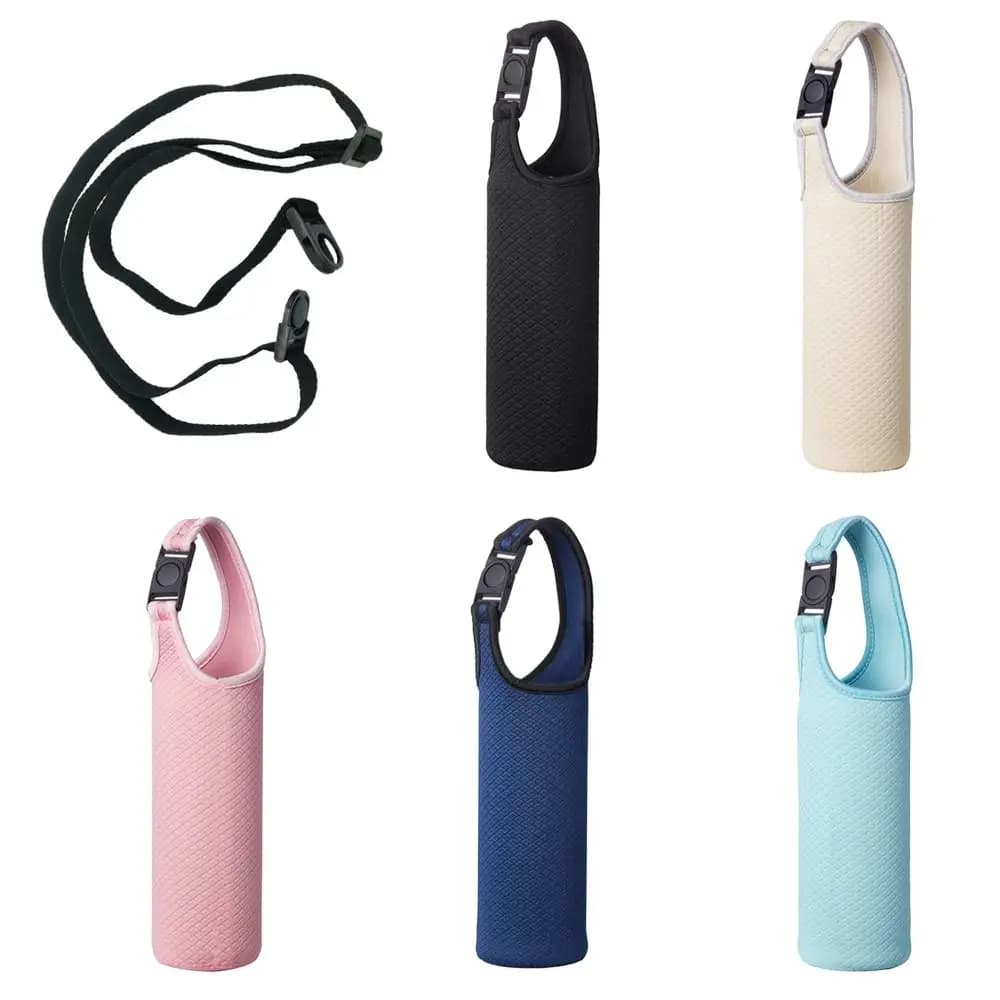 1Pc Sport Water Bottle Cover Case And Shoulder Strap Portable Vacuum Glass Cup Sleeve Cup Pouch Sport Camping Accessorie