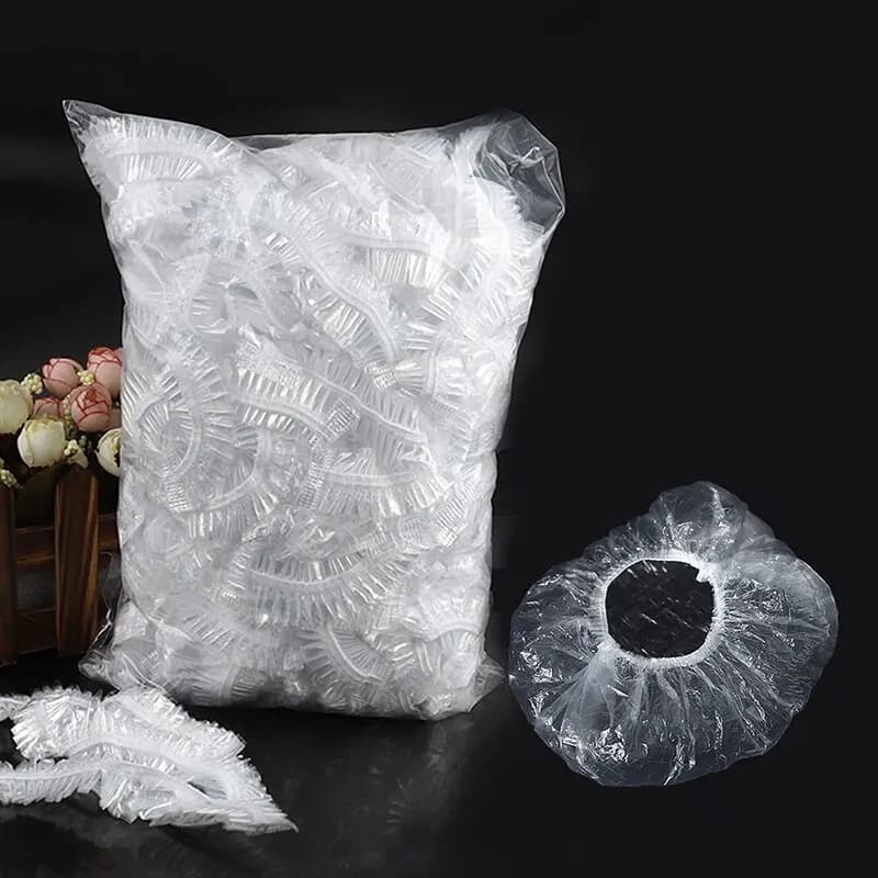 Shower Cap Head Set Elastic Plastic Thickened 42cm100pcs For Home Salon Spa Shower Bath Use