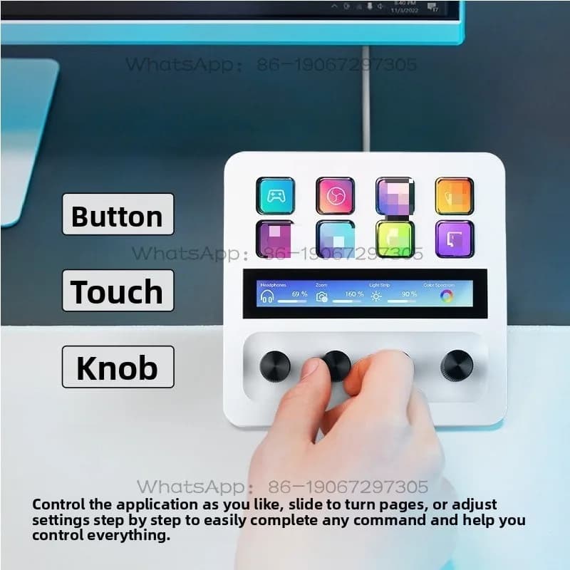 Stream Deck + Switcher direzionale trasmissione in diretta Spegnimento programmabile Manopola tastiera macro