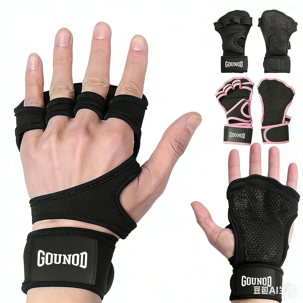 Weightlift Gloves with Wrist Support - 1 pair of palm and wrist protections for gym workout, bodybuilding, unisex fitness workouts
