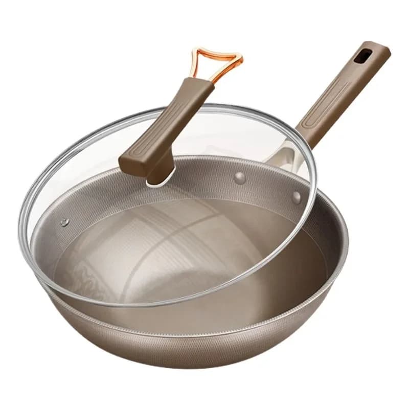 Double sided titanium pot Non stick household stir fry pan titanium Stainless steel wok cookware pots and pans