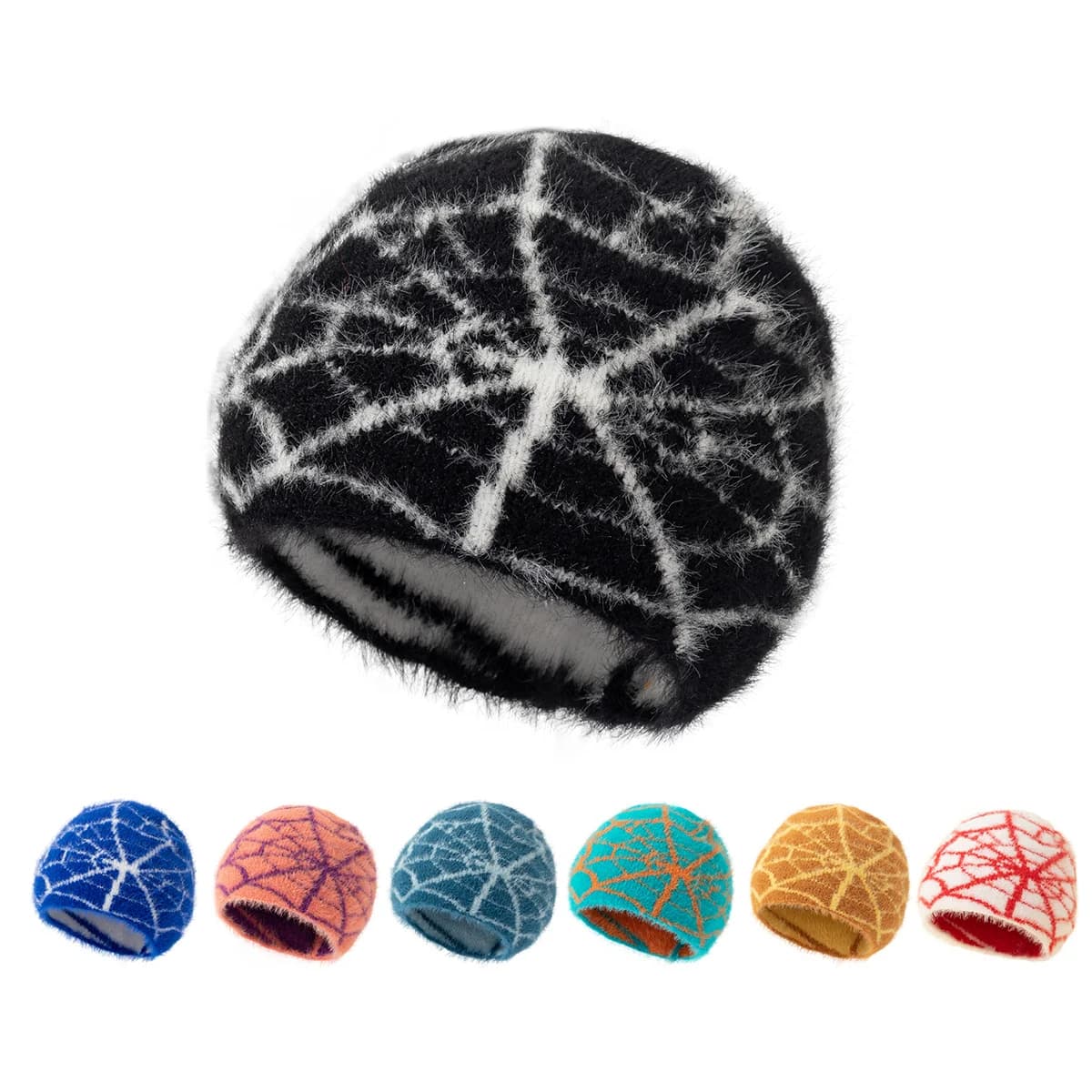 2024 New Goth Spider Web Jacquard Beanie Caps Y2K lavorato a maglia caldo Hip Hop unisex elastico cappello lavorato a maglia berretto con teschio per donna uomo