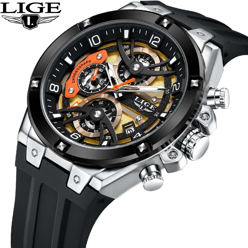 LIGE Men's Fashionable Luxury Quartz Watches Simple Classic Casual Sport Top Brand men's watch waterproof with automatic date + Reloj Hombre box