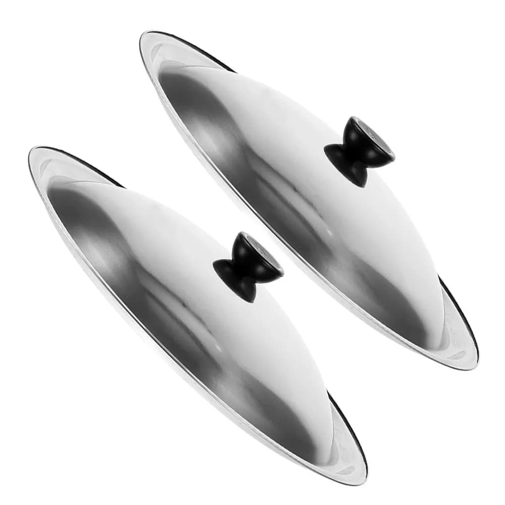 2Pcs Metal Dish Cover Stainless Steel Kitchen Pot Lid Replacement Frying Pan Skillet Cover Universal Lid for Cooking Pot Supply