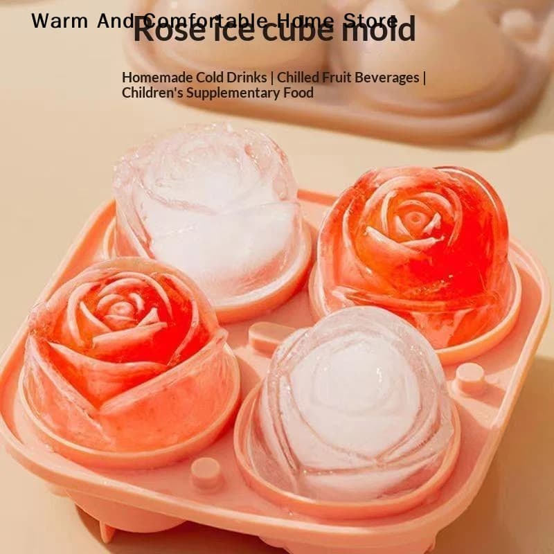 1pcs Elegant Rose Shaped Ice Cube Mold Reusable Food Grade Silicone IceTray Ice Ball Mold For Effortless Dessert Summer Drinks